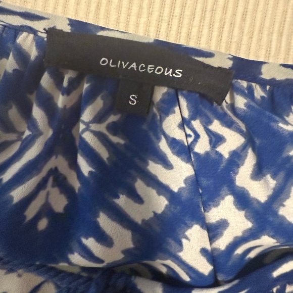 Olivaceous Blue and White Tie Front Blouse - Picture 6 of 8